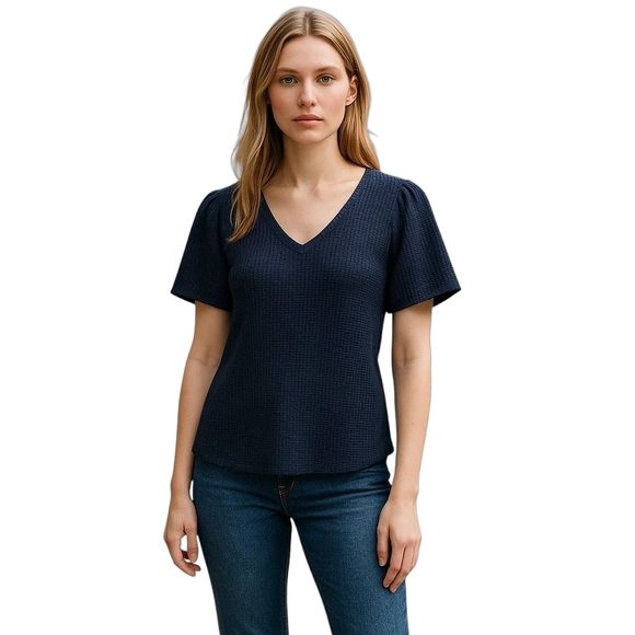 Green Envelope V Neck Short Sleeve Cotton Blouse Top Small NWT - Picture 1 of 9